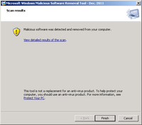 Microsoft Malware Removal tool - malicous                   software was detected and removed